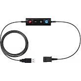 USB to QD Adapter Cable Compatible with any Plantronics, Poly or TruVoice Headset with a Quick Disconnect (QD) - Includes in-Line Volume Control and Mute Functionality
