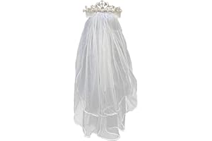 Pink Princess Girls Veil with Tiara - First Communion Veil for Girls 7-16 - 1st Holy Communion Veil - Velos para Primera Comunion