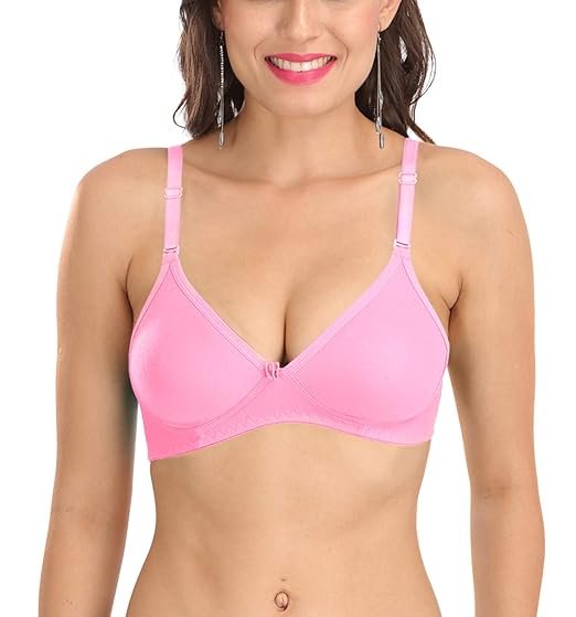 Women's M1001 Cotton T Shirt Multiway Non Padded Seamless Bra (Pink) Pack of 1