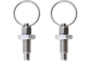 MEETOOT 2pcs Spring Plunger with Pull Ring M6 Index Plunger with Ring Pull Spring Loaded Retractable Stainless Steel Locking Pin