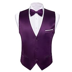 Barry.Wang Mens Purple Formal Vest V-neck Slim Fit