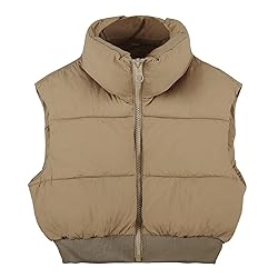 Kissonic Cropped Puffer Vest for Women, Winter