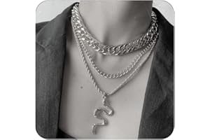 CSIYANJRY99 Chunky Snake Necklace Layered Gold Snake Pendant Necklaces Punk Vintage Cuban Chain Snake Jewelry