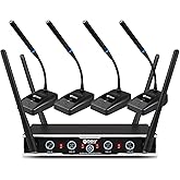 D Debra Wireless Conference Microphone System Audio Pro DU4004 UHF 4 * 16 Adjustable Channel 360°Rotating Wireless Gooseneck Mic, Ideal for Meeting Speech Conference (4 Conference)