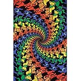 Sunshine Joy Grateful Dead 3D Dancing Bears Spiral Tapestry Tablecloth Wall Art Beach Sheet Huge 60x90 Inches - Amazing 3D Effects
