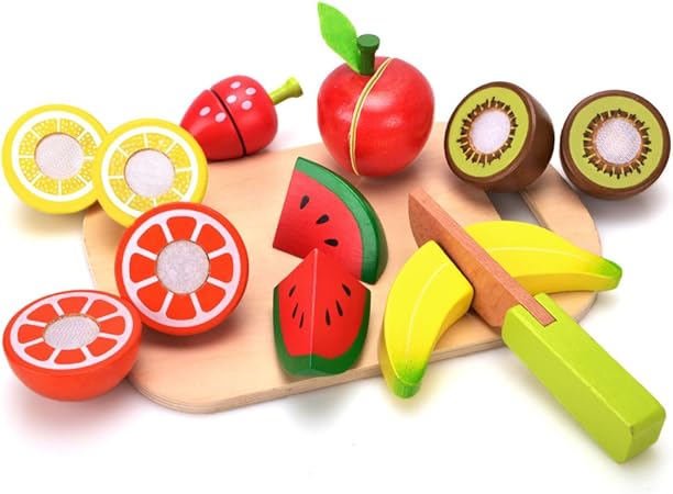 Amazon Wishtime おままごと 木製 果物 9点セット キッチンごっこ マジックテープ式 赤ちゃん 知育玩具 おもちゃ Kjw ルーピング ビーズコースター おもちゃ