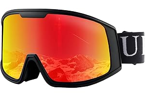 Ukoly Ski/Snowboard Goggles for Men Women, Snow Goggles HD Lens Anti-Fog Coating OTG Design UV400 Protection Windproof