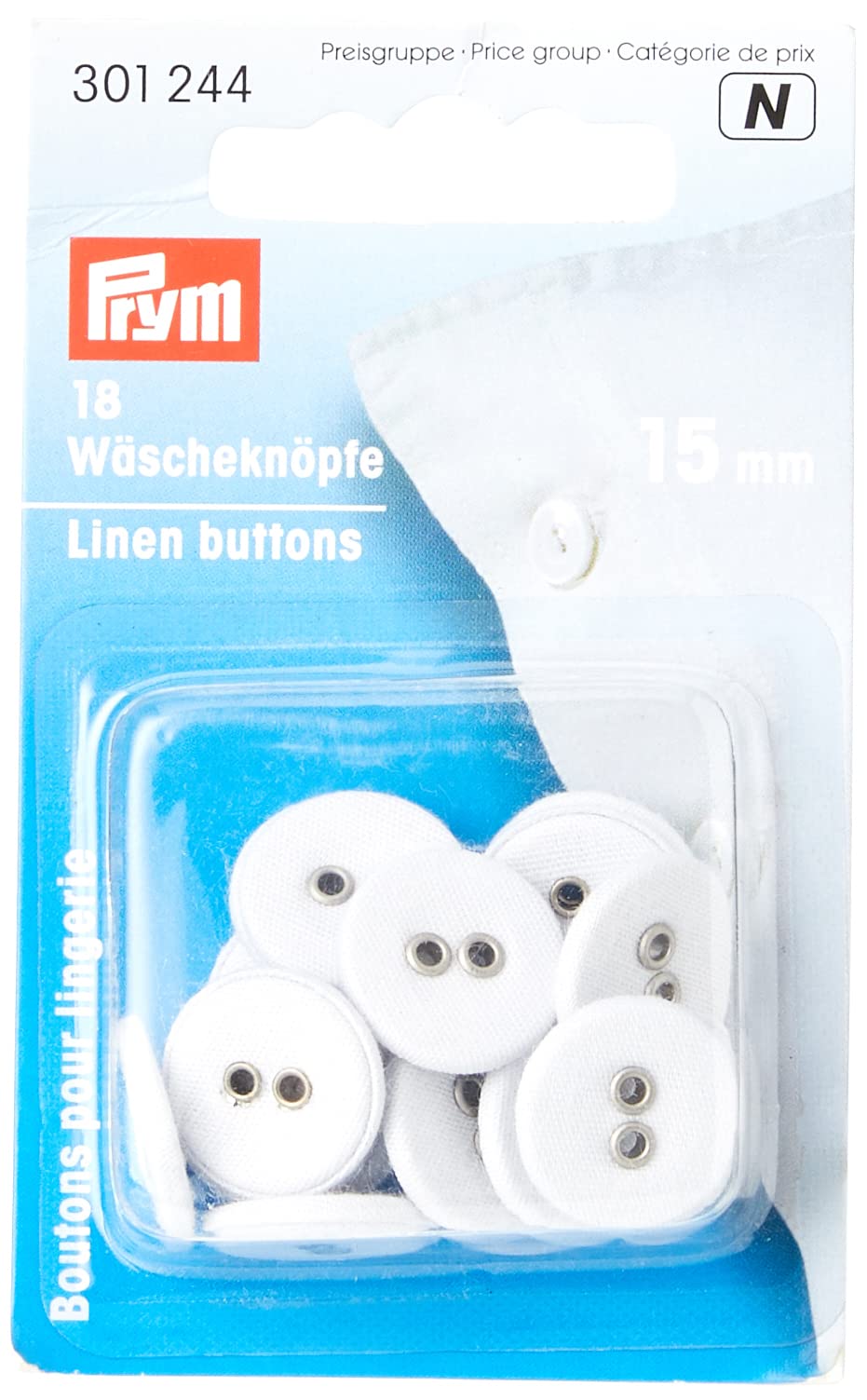 Prym Linen Buttons - Boil-Proof and Mangle-Proof, for Overalls and Bedsheets, Metal, 15mm - 18 Pieces