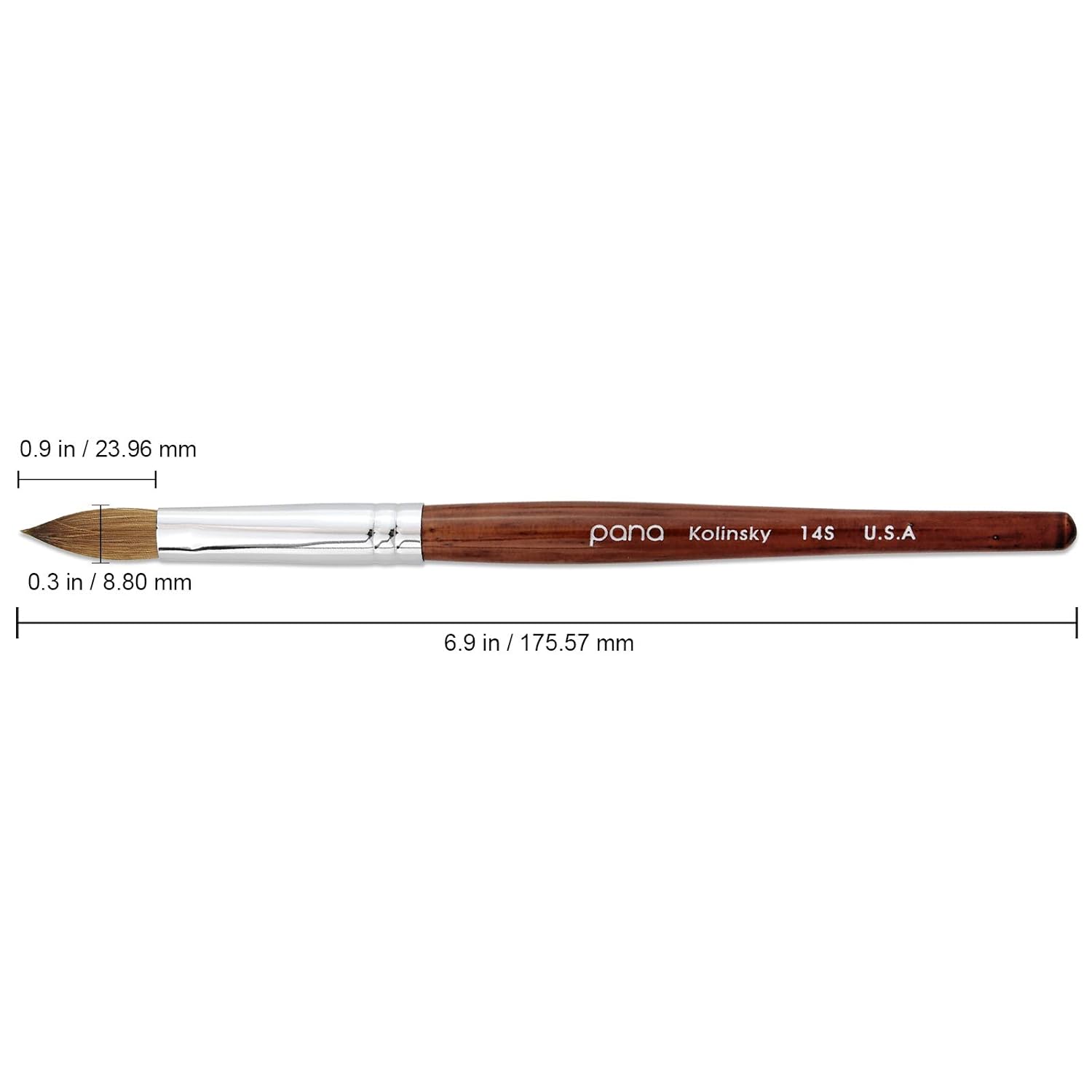 PANA 100% Pure Kolinsky Hair Bristles Acrylic Nail Brush Oval Crimped Shaped Mahogany Wood Handle Professional Salon Quality (Size 8, Mahogany) : Beauty