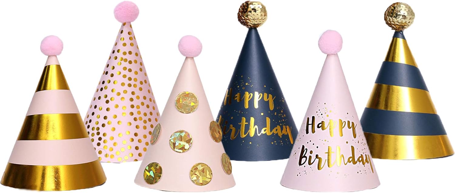 6PCS Happy Birthday Party Hats Cute Hats Kids Hats Unisex Adult Size Fancy Dress Party Hats… (style2): Health & Personal Care
