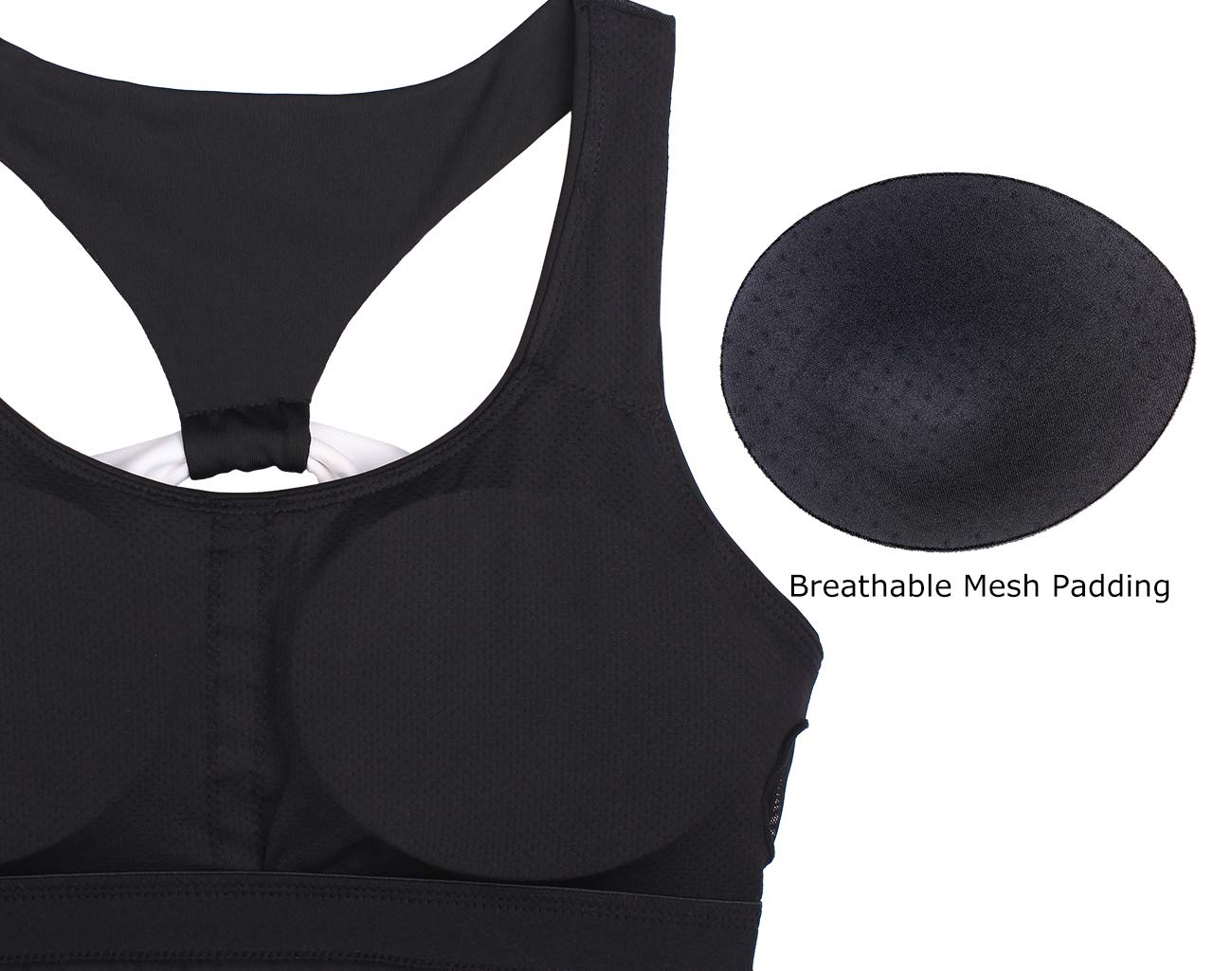 icyZone Workout Yoga Clothes Activewear Moving Comfortablel Racerback Sports Bras,Solid Black,Large