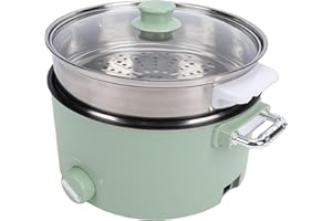 Ymiko Electric Hot Pot, 800W 3L Food Grade Nonstick Coating Multifunctional Electric Cooker with Steam Basket, for Steak Rice