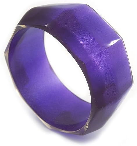 Avalaya Purple Multifaceted Acrylic Bangle Bracelet