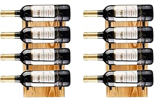 Derkerry Wooden Wine Rack Wall Mounted: 2 Heavy Duty Wood Boards & 8 Metal Racks - Split Wine Bottle Display Rack for Kitchen, Dining Room, Bar