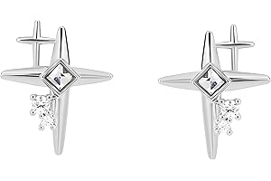 QLKILYR Silver Stud Earrings, 18K Gold Plated Cubic Zirconia Small Cross Stud Earrings, Hypoallergenic CZ Cute Dainty Earrings for Men Women Girls Teens