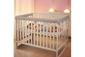 BDTROL Crib Rail Covers Upgradted Sets,Rail Guard for TeethingSoft Anti-Collision Strip Corner Cover, Suits for Most Standard Bed (Grey)