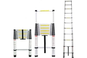 VANDISE Telescoping Ladder 10.5 FT, Aluminum Lightweight Extension Ladder with Big Non-Slip Feet, Heavy Duty 330lbs Max Capacity, Multi-Purpose Collapsible Ladder for RV or Outdoor Work