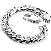 Dankadi Men's Silver Bracelet 8" Hot Cuban Chain 8MM 20CM Size Men's Jewelry Silver Bracelet For Men