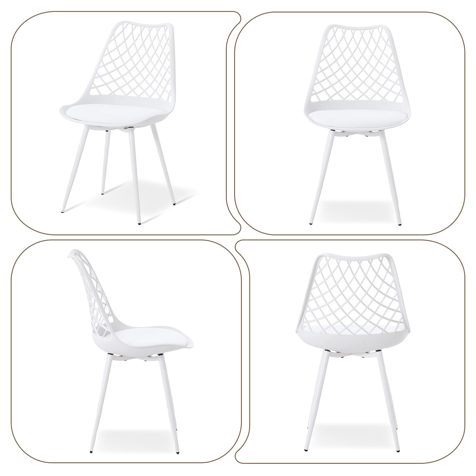 CHAIRABLE Esszimmerstühle 4er Set, Küchenstühle, Polsterstuhl für Esszimmer, Wohnzimmer, Garten und mehr, White 7