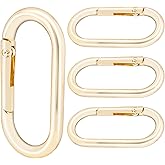 4 Pack Light Gold Spring Oval Ring Clip, BENACES Zinc Alloy Spring Key Ring Hook Snap, 1.97 inch O-Ring Mini Metal Keychain Purse Carabiner Clips, for Keys Purse Bag Pet Leash, DIY Projects