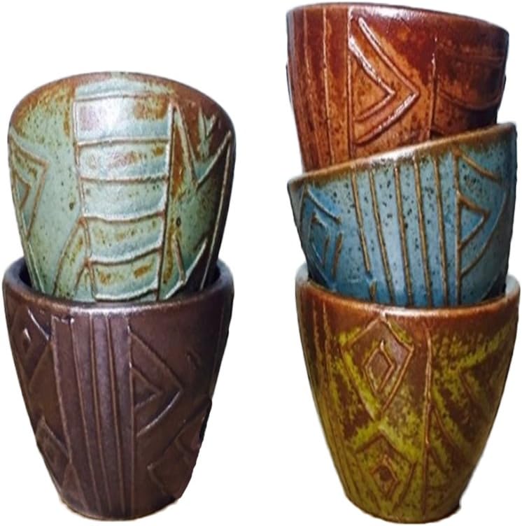 CNC Set of 5, Shot Glass Pottery Old Fashioned For Sake Soju Drink Glass Set