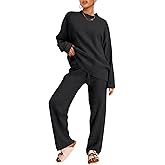 LILLUSORY 2 Piece Sets for Women 2025 Fall Outfits Two Piece Lounge Sets Sweatsuits Striped Knit Sweater Clothes Fashion