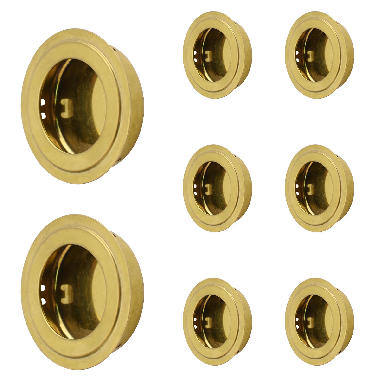 MOROBOR Gold Round Recessed Handle,8pcs Stainless Steel Door Finger Pulls Hidden Recessed Cup Door Handle for Closet, Cabinet, Drawer, Dresser