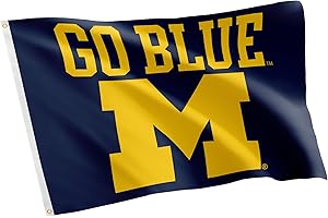 Desert Cactus University of Michigan UM Flag - 3 x 5 Feet Wolverines Banner, Indoor/Outdoor Durable Fabric, 100% Polyester Design (Style A)