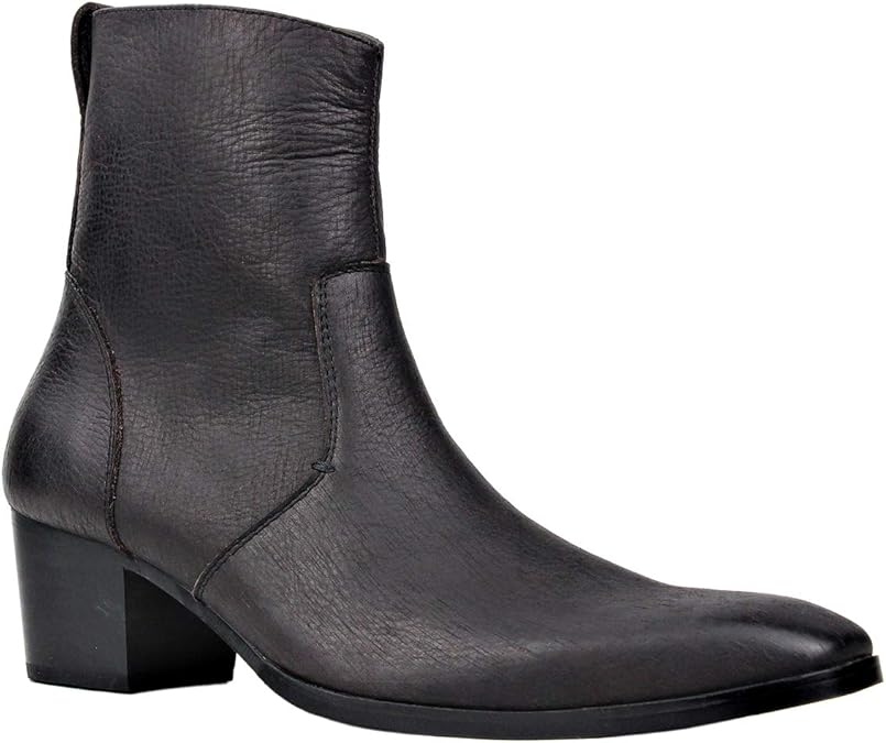 Men Chelsea Ankle Boots Genuine Leather Western Cowboy Boots with Side