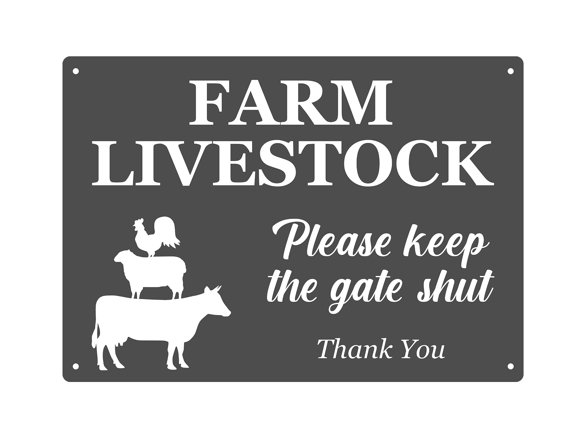 Farm Livestock Please Keep The Gate Shut Sign | Choice of colours - Green or Grey, A4 Size, Weatherproof Outdoor Gate/Fence Polite Notice with Drill Holes. (Grey)