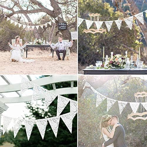 G2PLUS White Lace Bunting - 10M Wedding Bunting - 36PCS Fabric Lace Decoration - Image 3