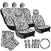 OxGord 21pc Zebra Car Seat Cover, Carpet Floor Mat, Steering Wheel Cover, Shoulder Pad Set - Universal Fit, Truck, SUV, or Van - Snow White