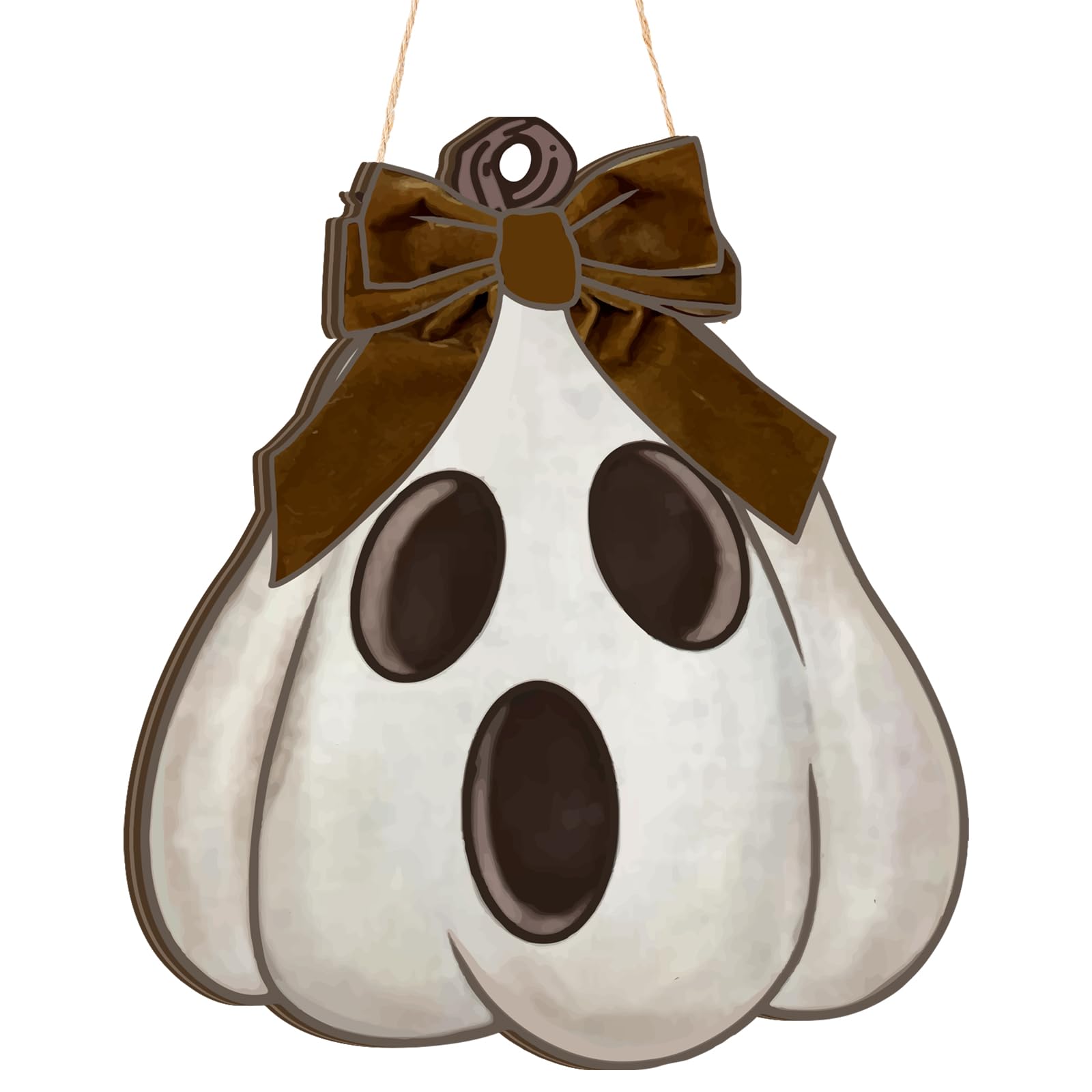 Photo 1 of ***2 INCLUDED***Geelin Halloween Ghost Door Sign Ghost Wreath Hanger Boo Decorations Halloween Pumpkin Bow Wooden Hanging Sign for Farmhouse Front Door Porch Wall Home Outdoor Indoor Party Decor***2 INCLUDED***