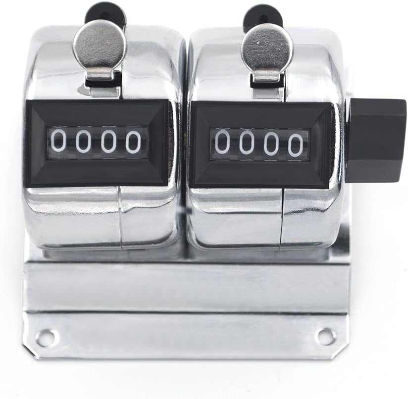 GOGO 2-Unit Desktop Mechanical Tally Counter Clicker with Base Mount, Resettable Manual 4 Digit Counter Mount Stand - Image 4