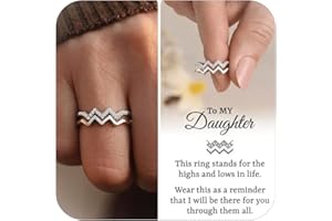 HARRY AND HENRY Daughter Gifts from Mom Highs and Lows Ring Zircon Double Wave Rings Mother Daughter Rings Trendy Stuff Birthday Christmas Gifts 2025 Stocking Stuffers