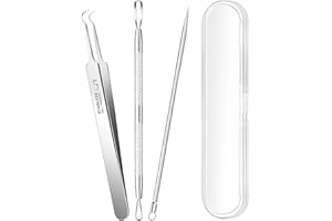 AOSNARE 3PCS Pimple Extractor Acne Treatment Tool Professional Stainless Blackhead Comedone Removal Popper Tool for Face Nose Blackhead Extractor Tool (Silver)