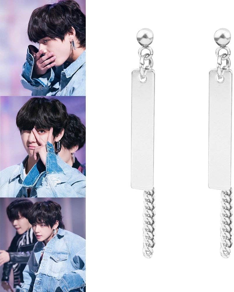 Skisneostype KPOP BTS Bangtan Boys Stud Earrings Jewelry Accessories For Mens And Womens Earring (H01 2Pcs)
