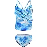 Girls Tankini Swimsuits Two Piece Bathing Suit Hawaiian Tie Dye Swimwear Set for Girls 3-16 Years