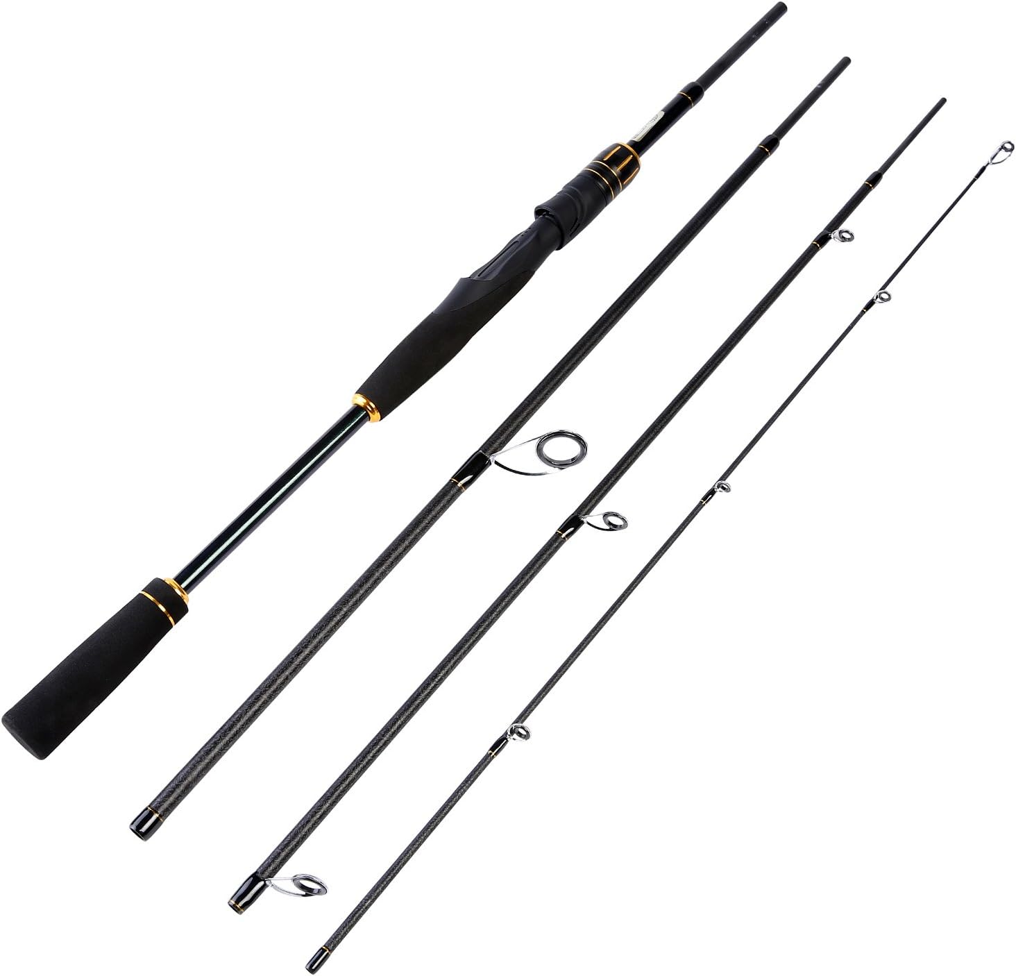 Burning Shark 4 Piece Fishing Rods, 24-Ton Carbon Fiber Fishing Pole Tetra Axial Carbon Construction,EVA Fore Grip Freshwater Fishing