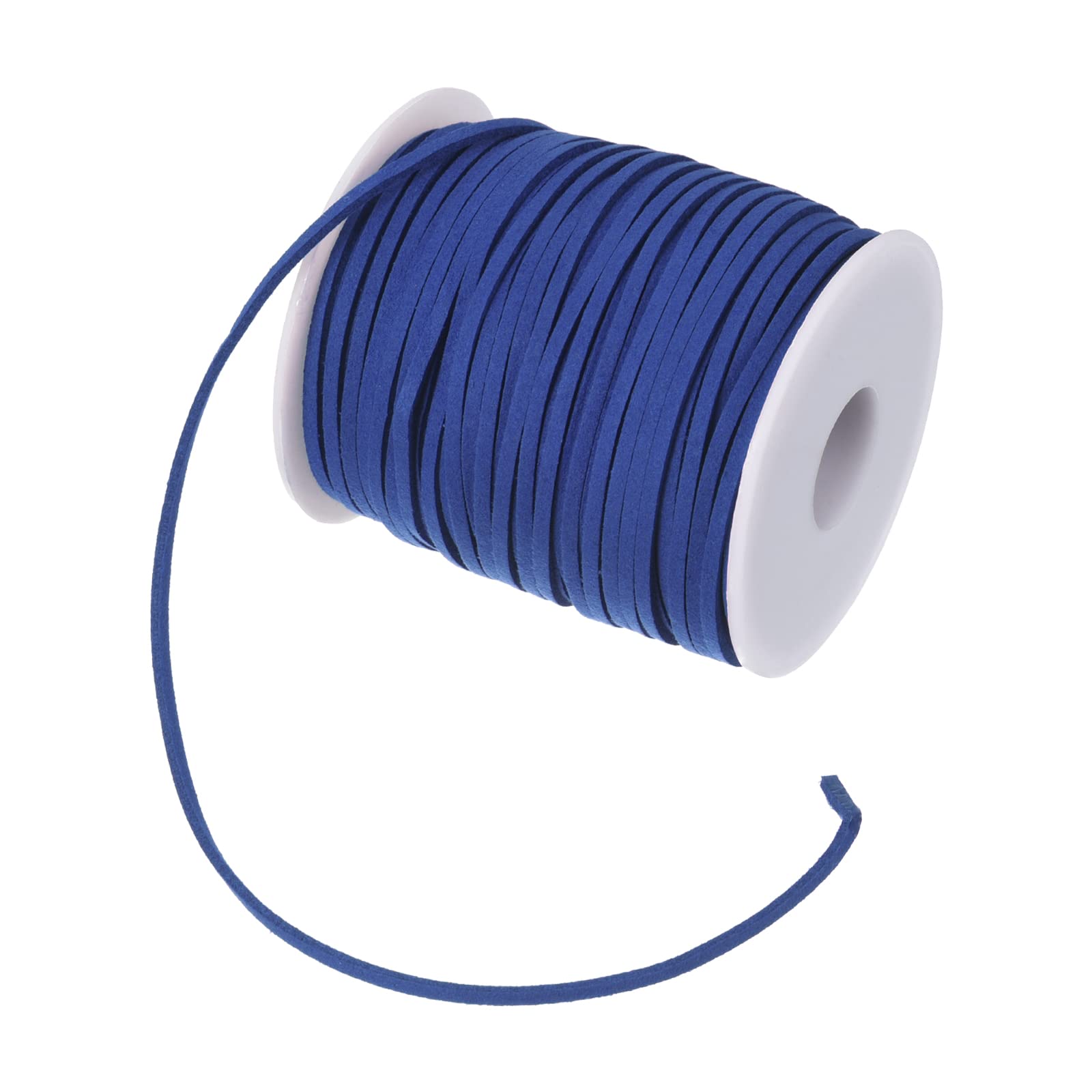 PATIKIL Suede Cord with Roll Spool 3mm 50 Yard, Flat Faux Leather Lace for Necklace Bracelet Jewelry Making Beading DIY Crafts, Dark Blue