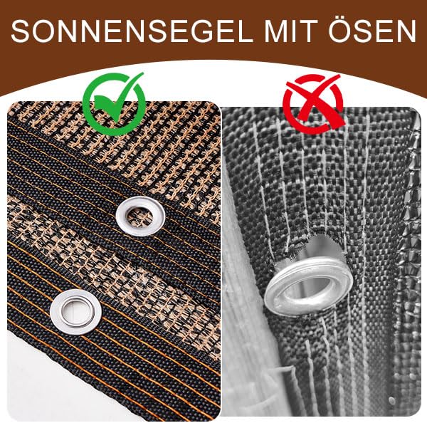 Sun Protection Netting, 80% UV Shade Fabric, Windproof Greenhouse Shade Cloth for Plant Cover/Greenhouse/Pet House/Garden/Pergola/Patio Lawn (Brown, 3 x 6 m)