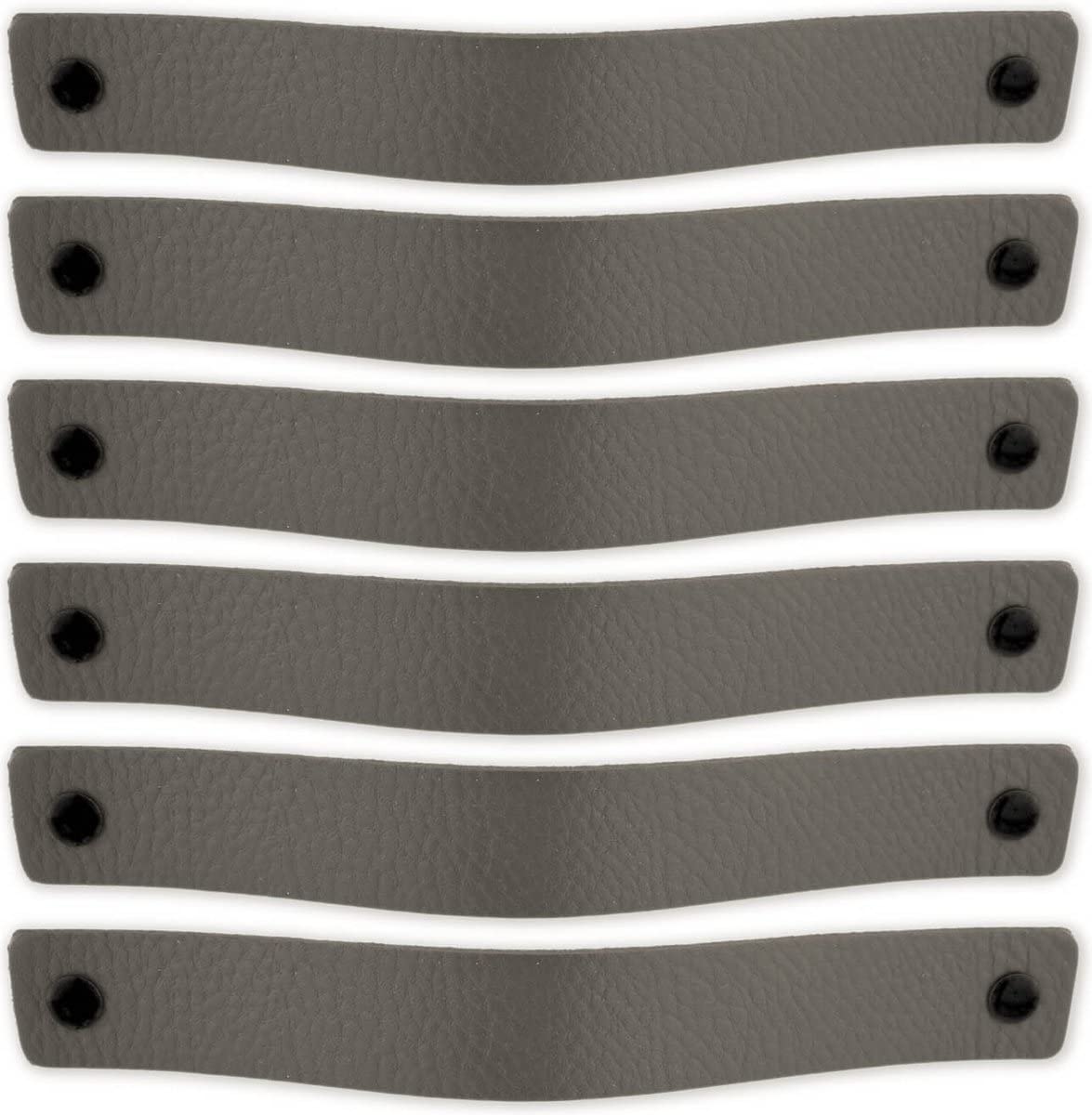 Brute Strength - Leather Handles for Furniture - Grey - 12 pcs - 7-7/8 x 1 ’’ - Leather Drawer Pull - Leather Drawer knobs - Cabinet pulls - Kitchen, bathroon, Dresser
