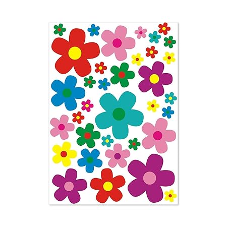 younikat Aufkleber-Set Blumen Blümchen I mehrfarbig bunt I Flower-Power Sticker für Roller Fahrrad Notebook Laptop Handy Auto
