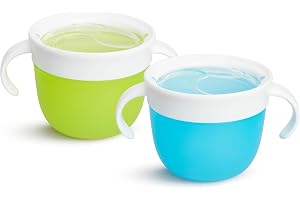 Munchkin Snack Catcher Toddler Snack Cups, No Spil, 2 Pack Containers, Blue/Green