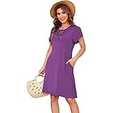 1stvital Women's Summer Dresses 2026 Casual T Shirt Dress Short Sleeve A-Line Dress Loose Sundress Swing Dress with Pockets