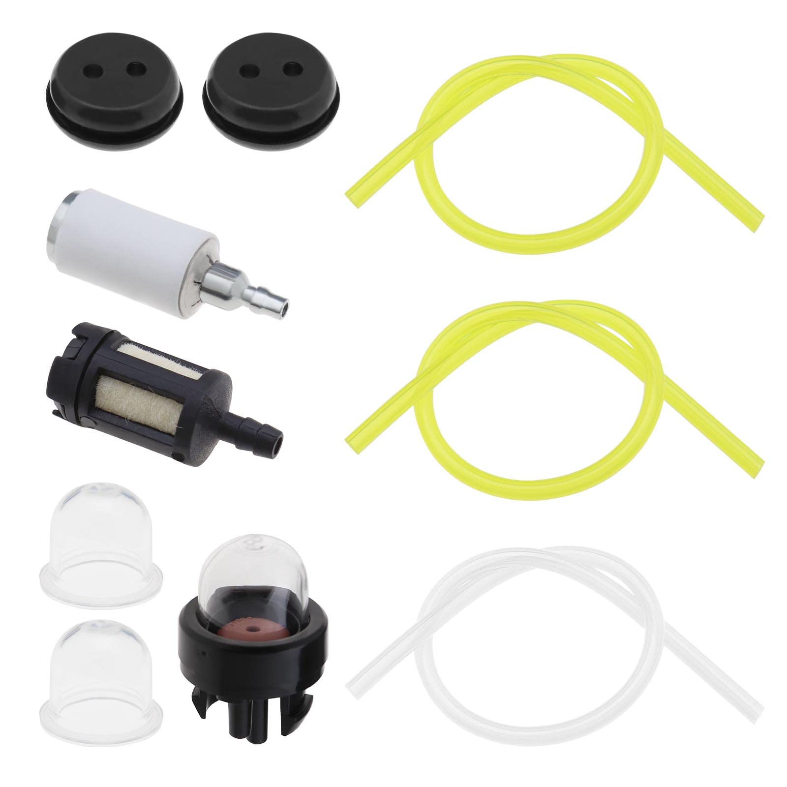 YINETTECH Set of 10 Fuel Line Hose Pipe Filter Primer Bulbs Mower Fitting Kit Fuel Filters Oil Pipe Hose Washer Tank Seal Grommet Accessories for Petrol Mower