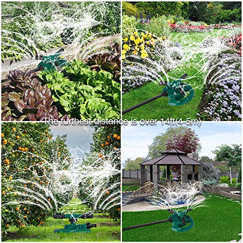 VERKB Garden Sprinkler Automatic for Lawn Water, 360 Degree Rotating Sprinkler with a Large Area of Coverage Adjustable, Weighted Gardening Watering System and Extra Butterfly Nozzle - Thumbnail 5