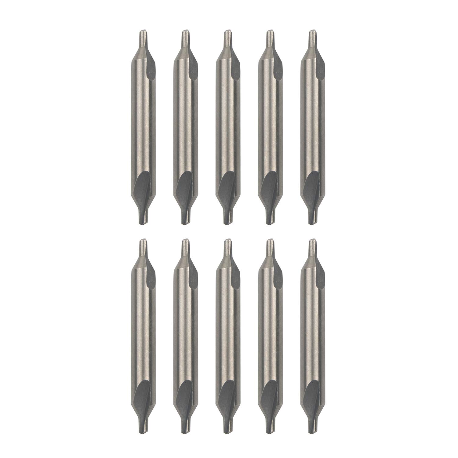 Pxyelec 10pcs HSS Combined Centre Drill Countersink 60 Degree Bit Set Tool Metal Lathe Working Tools Set 2.0mm x 5mm