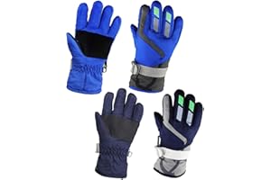 YR.Lover Momoon Kids Winter Gloves 2 Pairs Adjustable Snow Warm Gloves for Boys and Girls