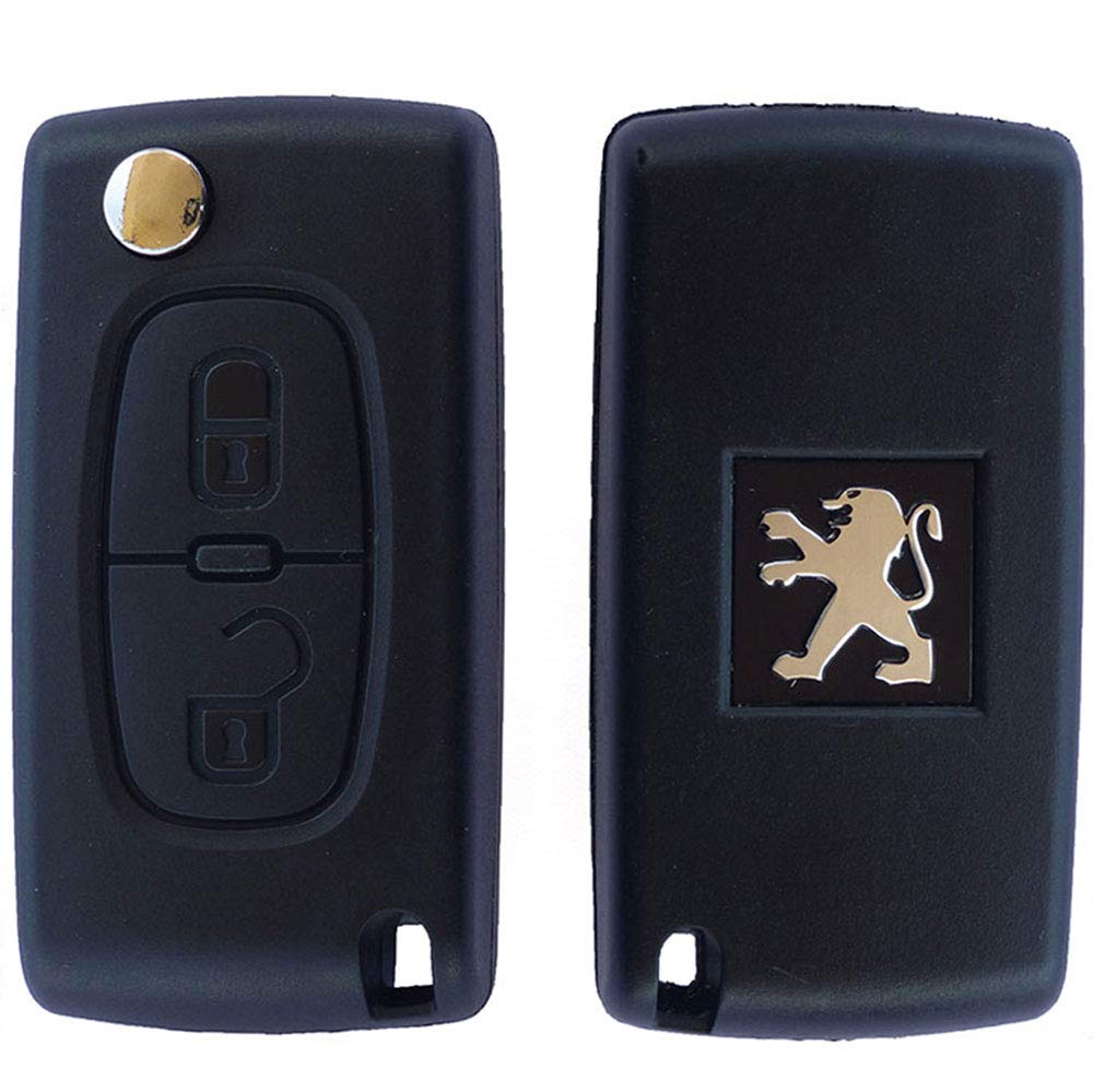Rkfuk Peugeot Replacement 2 Button Remote Car Key Fob Case With Hu83 Flip Blade For
